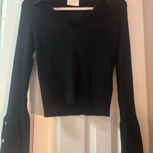 Anthropologie Maeve Black Ribbed Sweater / size M